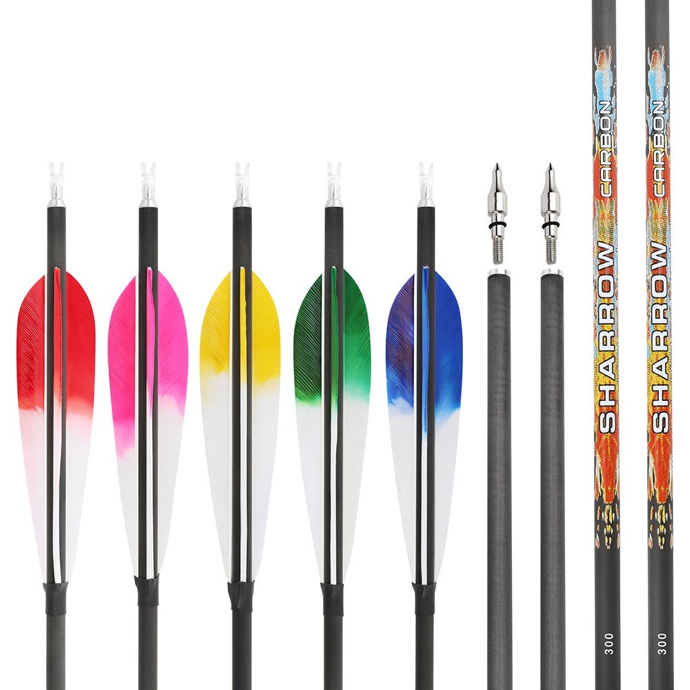 SHARROW 5-Inch Dye Feather Pure Carbon Arrows (12pcs)